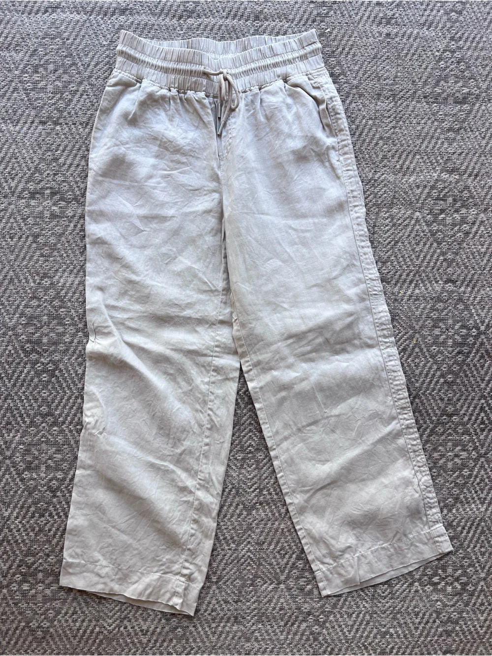 Quince 100% European Linen Wide Leg Drawstring Pants Beige Women's Medium